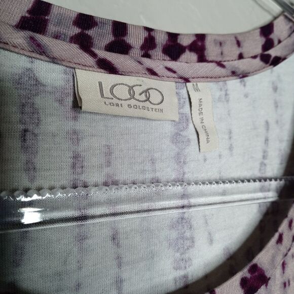 LOGO Lori Goldstein Purple Tie Dye Effect Long Sleeve Blouse - Picture 2 of 7
